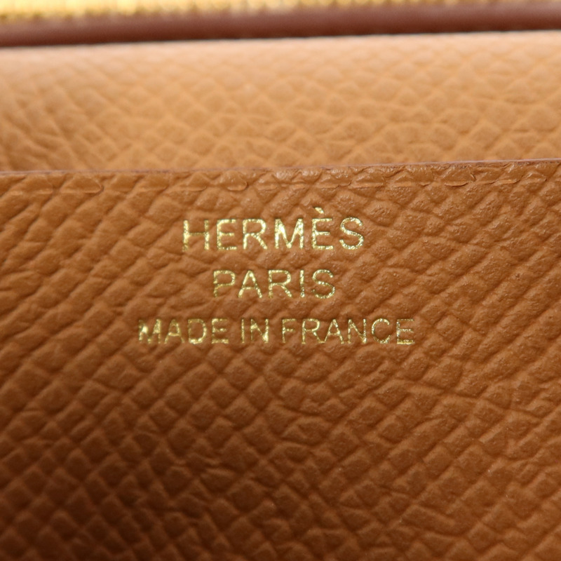 HERMES Epsom皮革Bearn W Snap Wallet金扣長錢包Gold-5