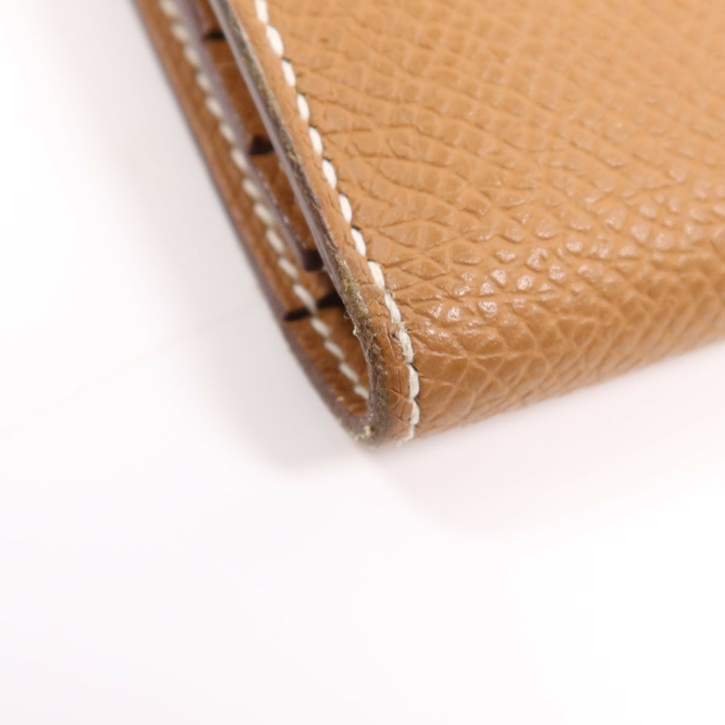 HERMES Epsom皮革Bearn W Snap Wallet金扣長錢包Gold-9