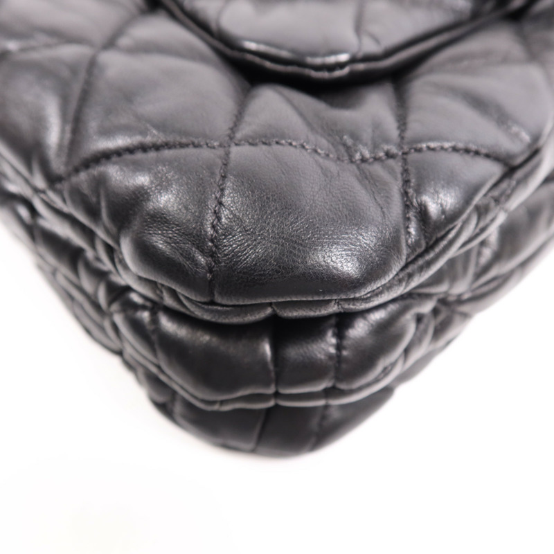 CHANEL 羊皮皮革3 Compartment Top Quilted銀扣鏈帶手挽肩背兩用袋-8