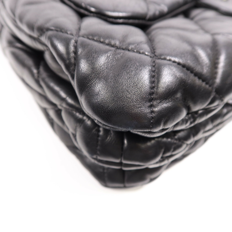 CHANEL 羊皮皮革3 Compartment Top Quilted銀扣鏈帶手挽肩背兩用袋-9