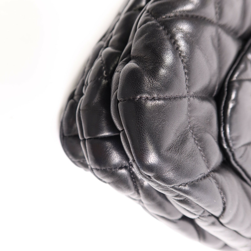 CHANEL 羊皮皮革3 Compartment Top Quilted銀扣鏈帶手挽肩背兩用袋-10