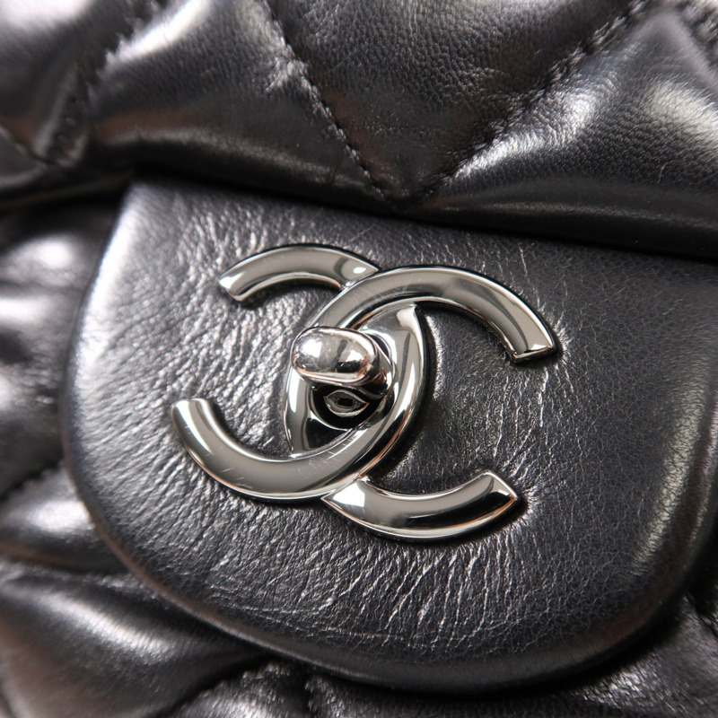 CHANEL 羊皮皮革3 Compartment Top Quilted銀扣鏈帶手挽肩背兩用袋-12