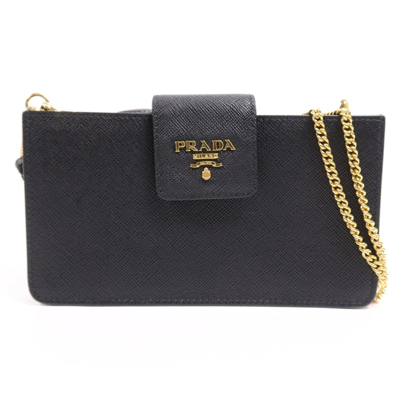 PRADA 牛皮皮革Phone Case金扣鏈帶肩背袋-0