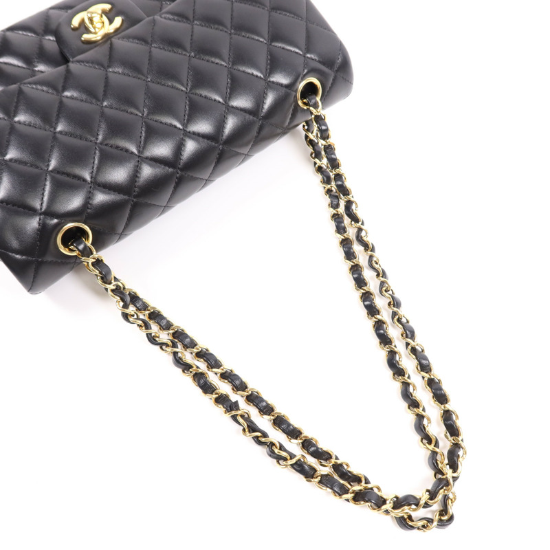 CHANEL 羊皮皮革Classic 25金扣鏈帶肩背袋-4