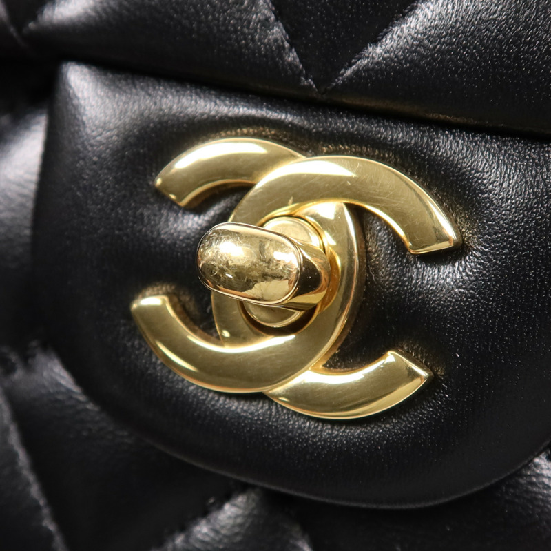 CHANEL 羊皮皮革Classic 25金扣鏈帶肩背袋-11