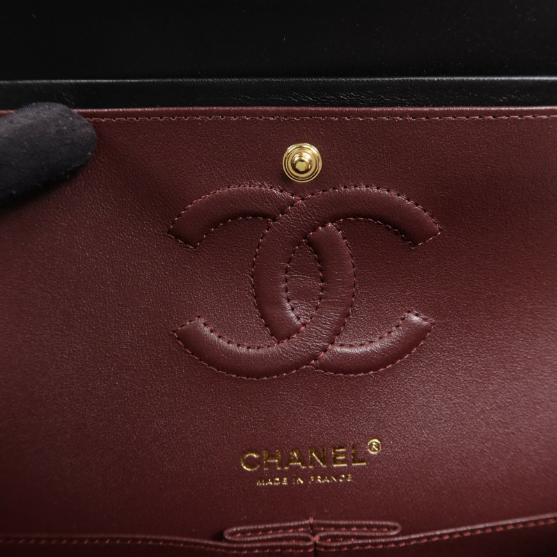 CHANEL 羊皮皮革Classic 25金扣鏈帶肩背袋-15