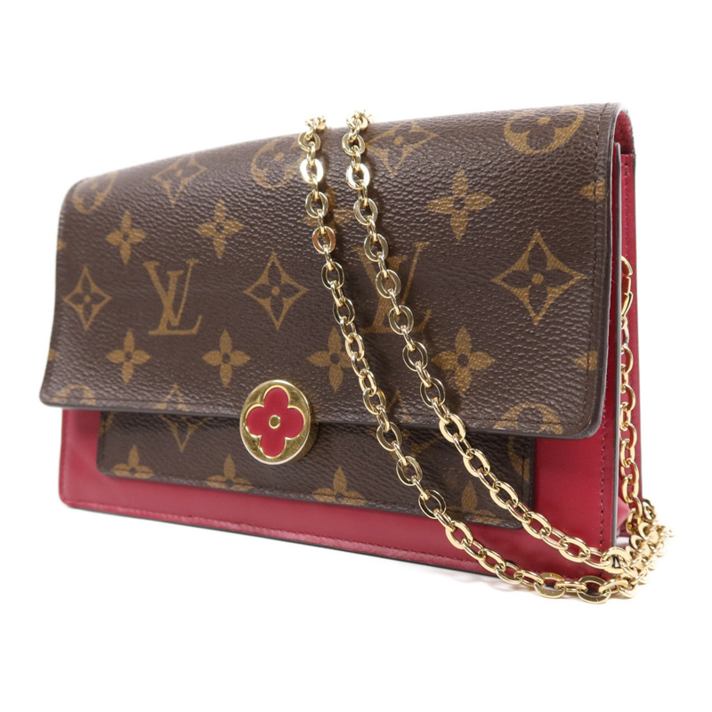 LOUIS VUITTON Monogram Portefeuille Flore金扣鏈帶肩背袋-2