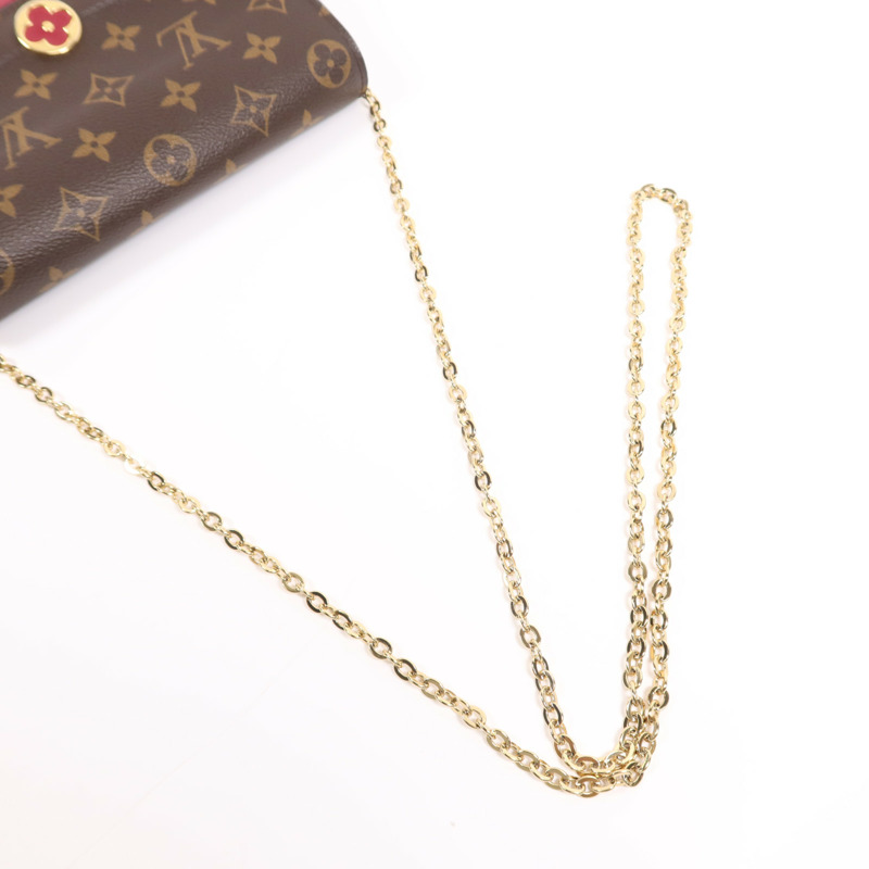 LOUIS VUITTON Monogram Portefeuille Flore金扣鏈帶肩背袋-8