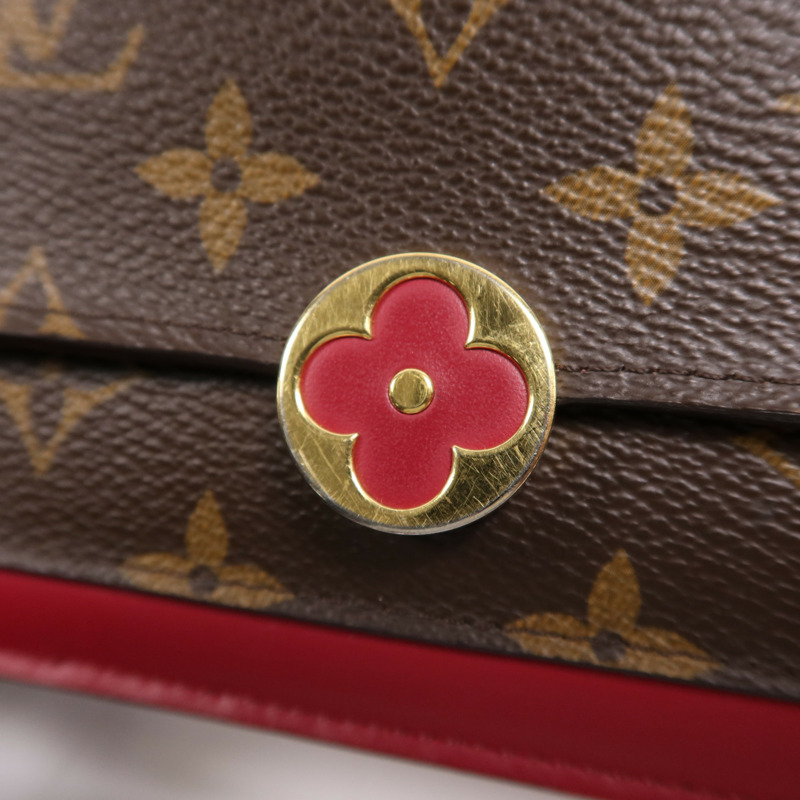LOUIS VUITTON Monogram Portefeuille Flore金扣鏈帶肩背袋-9