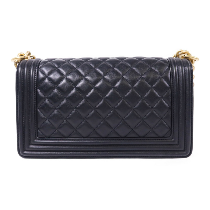 CHANEL 羊皮皮革Boy 25金扣鏈帶肩背袋-1