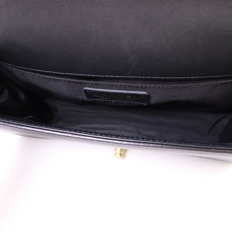 CHANEL 羊皮皮革Boy 25金扣鏈帶肩背袋-6