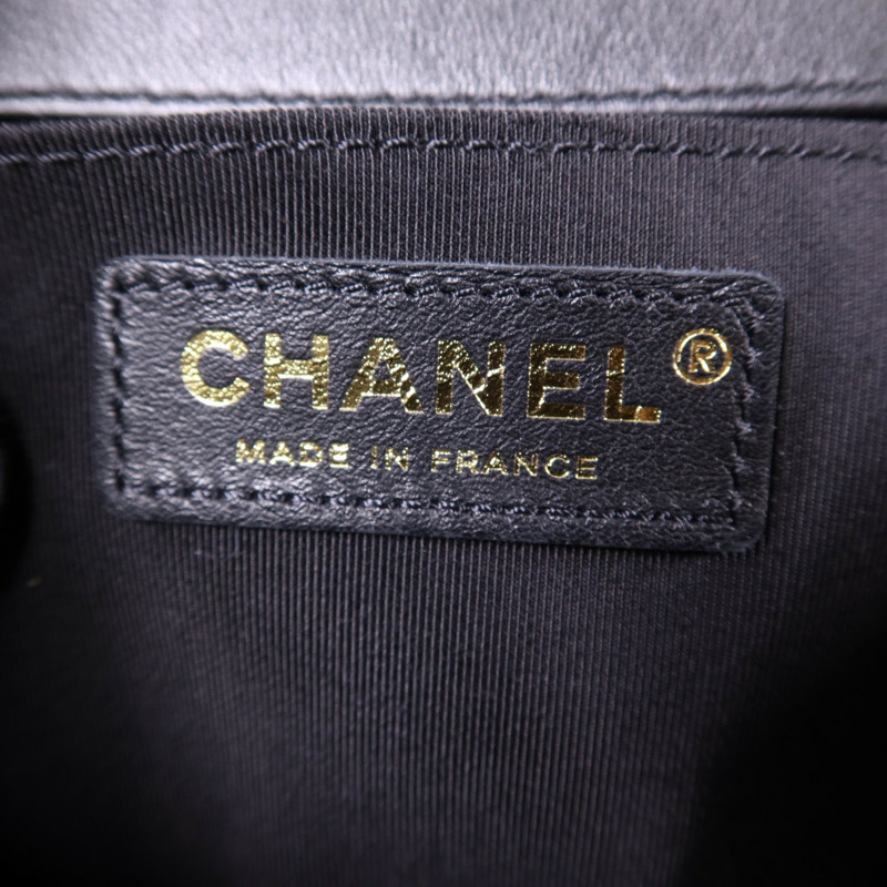 CHANEL 羊皮皮革Boy 25金扣鏈帶肩背袋-7