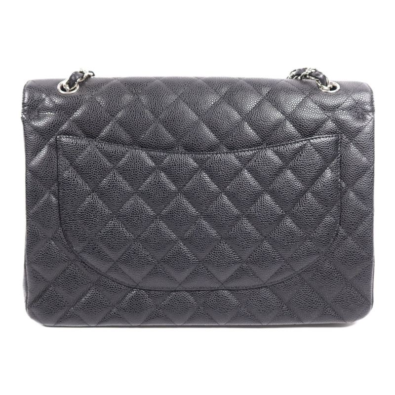 CHANEL 牛皮皮革Maxi Classic銀扣鏈帶肩背袋-1