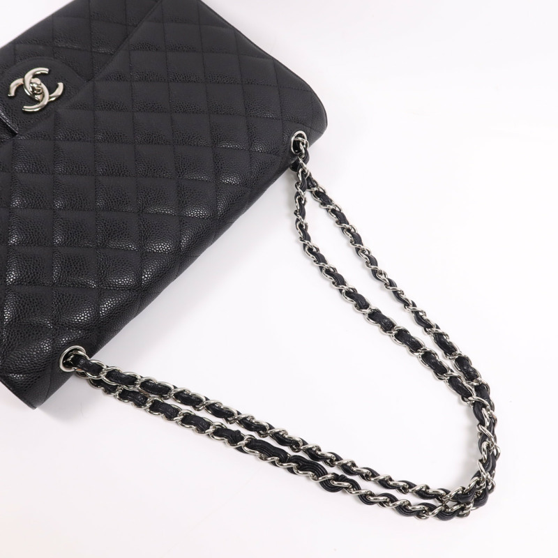 CHANEL 牛皮皮革Maxi Classic銀扣鏈帶肩背袋-4