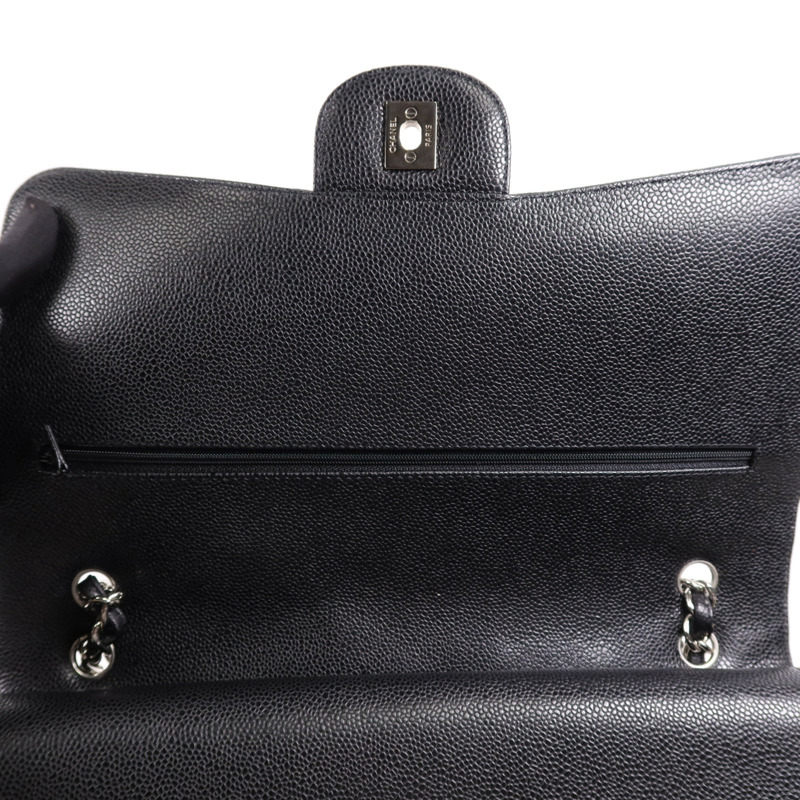 CHANEL 牛皮皮革Maxi Classic銀扣鏈帶肩背袋-12