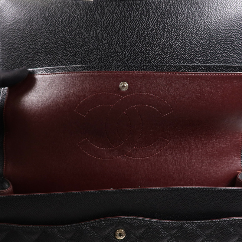 CHANEL 牛皮皮革Maxi Classic銀扣鏈帶肩背袋-13