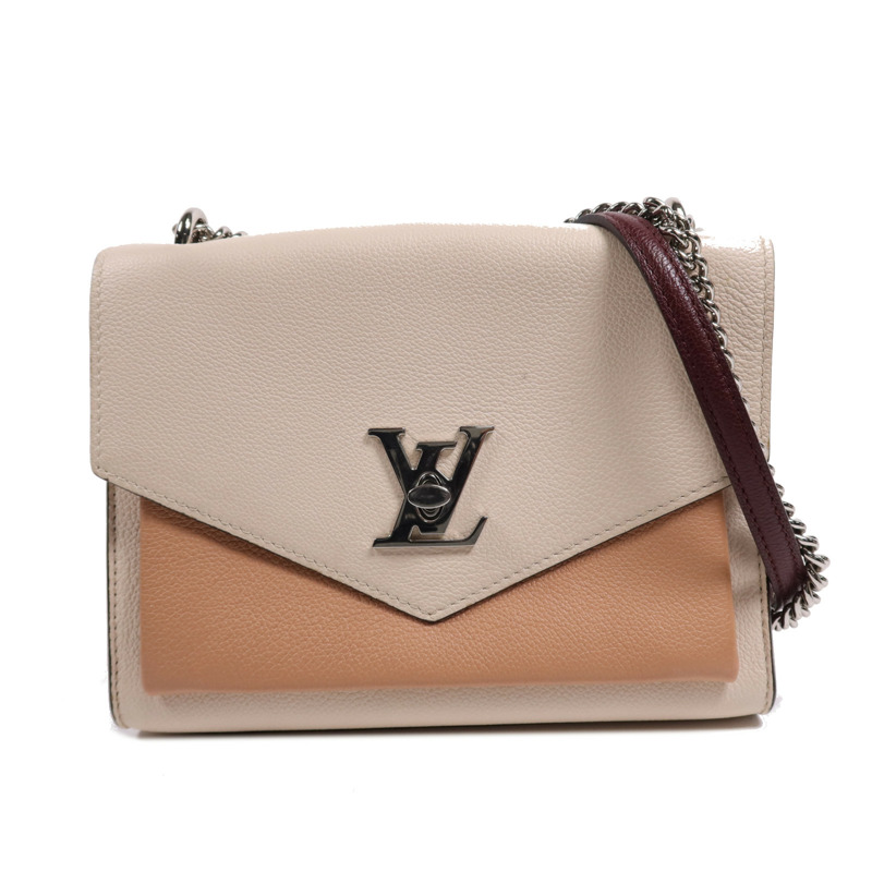 LOUIS VUITTON 牛皮皮革My Lock Me銀扣鏈帶肩背袋-0