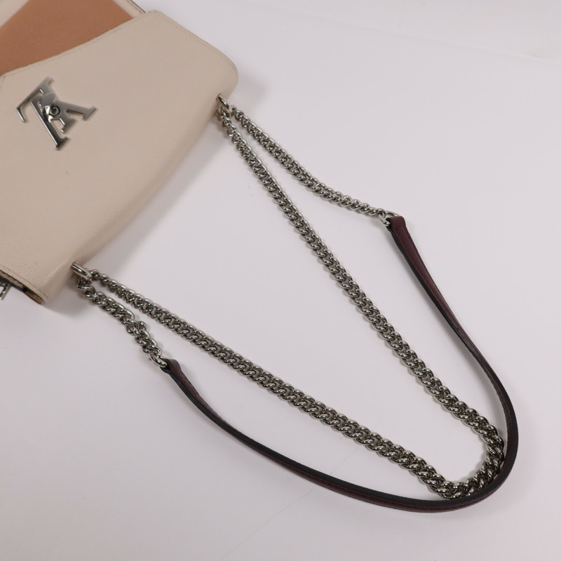 LOUIS VUITTON 牛皮皮革My Lock Me銀扣鏈帶肩背袋-8