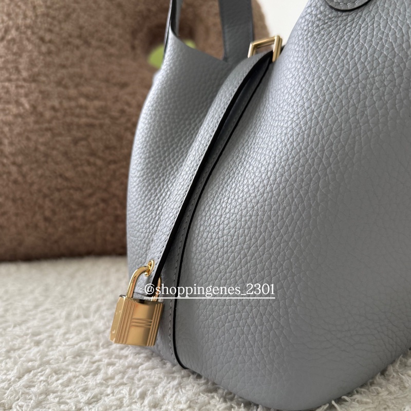 愛馬仕 Hermes 全新品 Picotin 菜籃子 18 木偶灰 P0 淡金釦-1