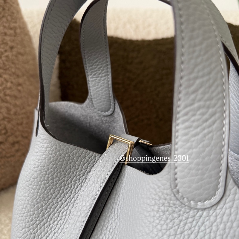 愛馬仕 Hermes 全新品 Picotin 菜籃子 18 木偶灰 P0 淡金釦-2