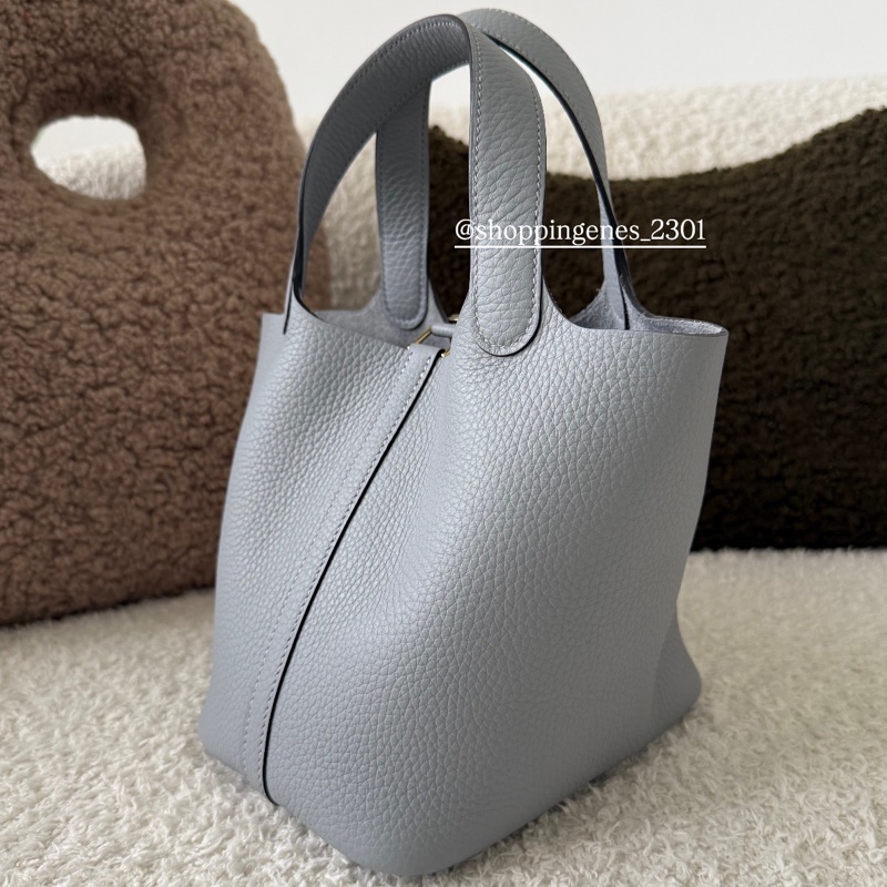 愛馬仕 Hermes 全新品 Picotin 菜籃子 18 木偶灰 P0 淡金釦-3