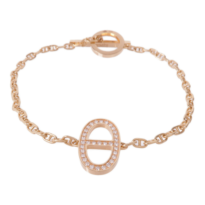 HERMES 18K玫瑰金Chaine D'Ancre Contour Diamond Bracelets鑽石手鏈-0