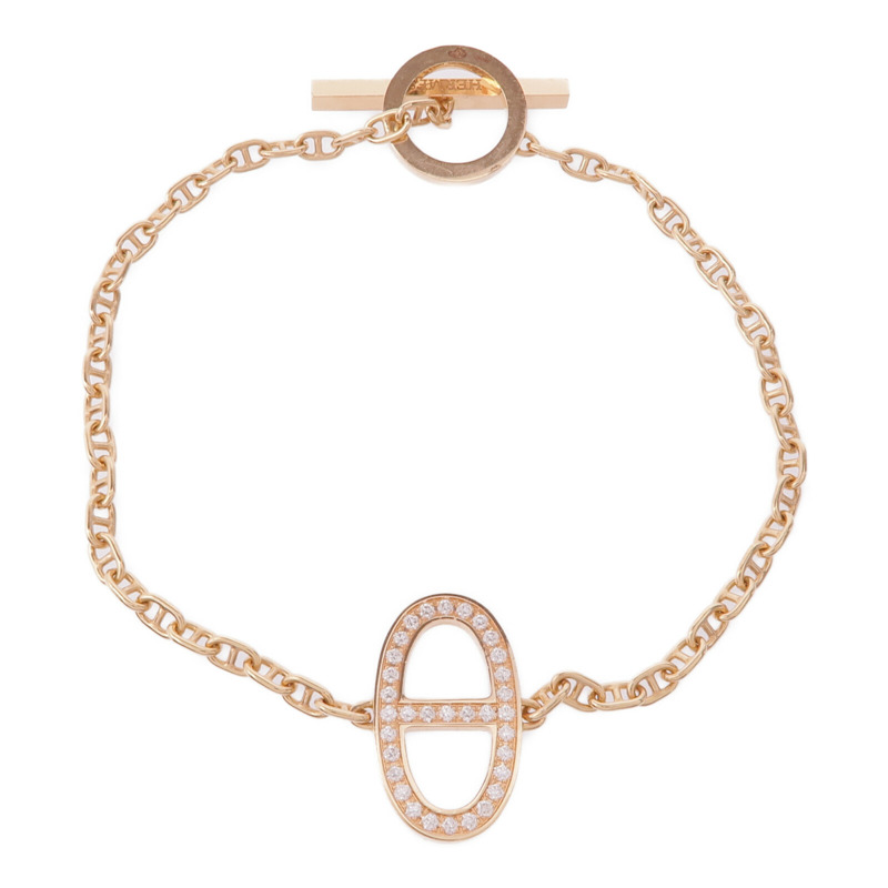 HERMES 18K玫瑰金Chaine D'Ancre Contour Diamond Bracelets鑽石手鏈-3