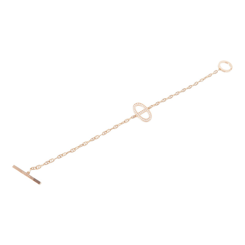 HERMES 18K玫瑰金Chaine D'Ancre Contour Diamond Bracelets鑽石手鏈-6