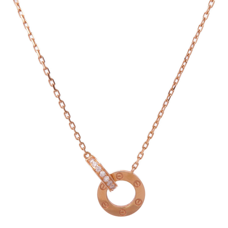 CARTIER 18K玫瑰金Love Pendant Necklace鑽石項鍊-1