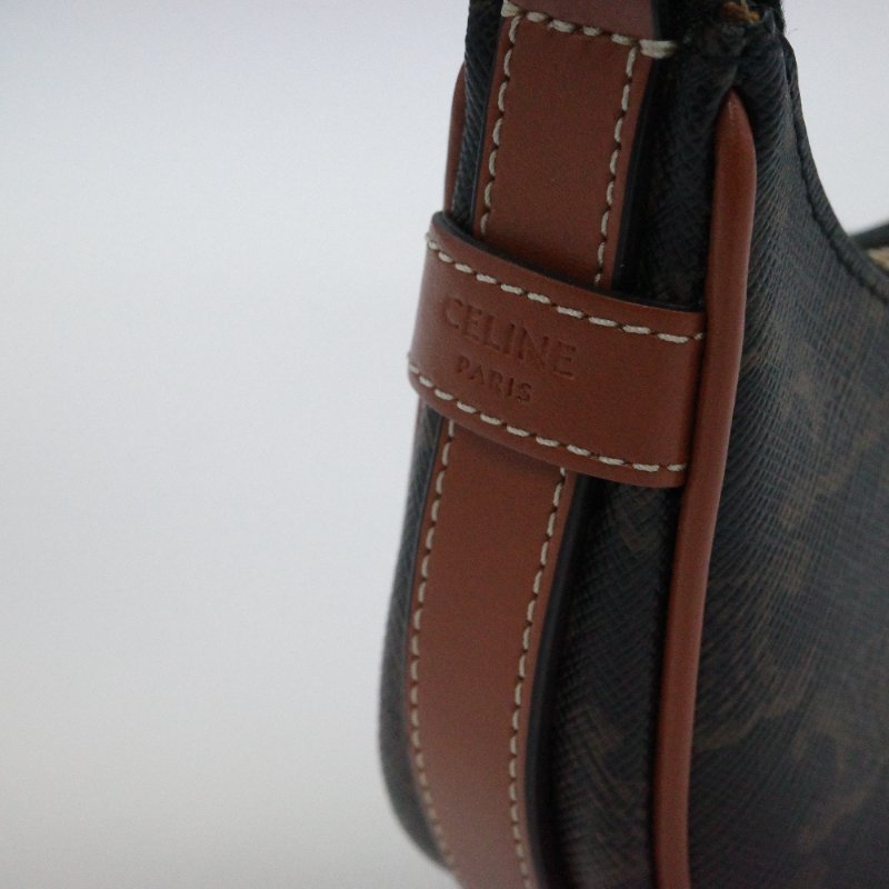 Celine 思琳 Ave Mini 經典花紋 棕色牛皮 手提包 單肩包 小廢包-5