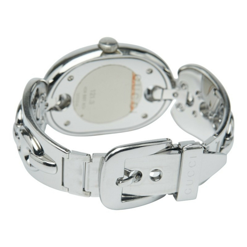 Gucci Marina Chain 三件式鑲鑽腕錶，121.3毫米石英機芯，黑色錶盤，不鏽鋼錶殼，女士款，GUCCI-2