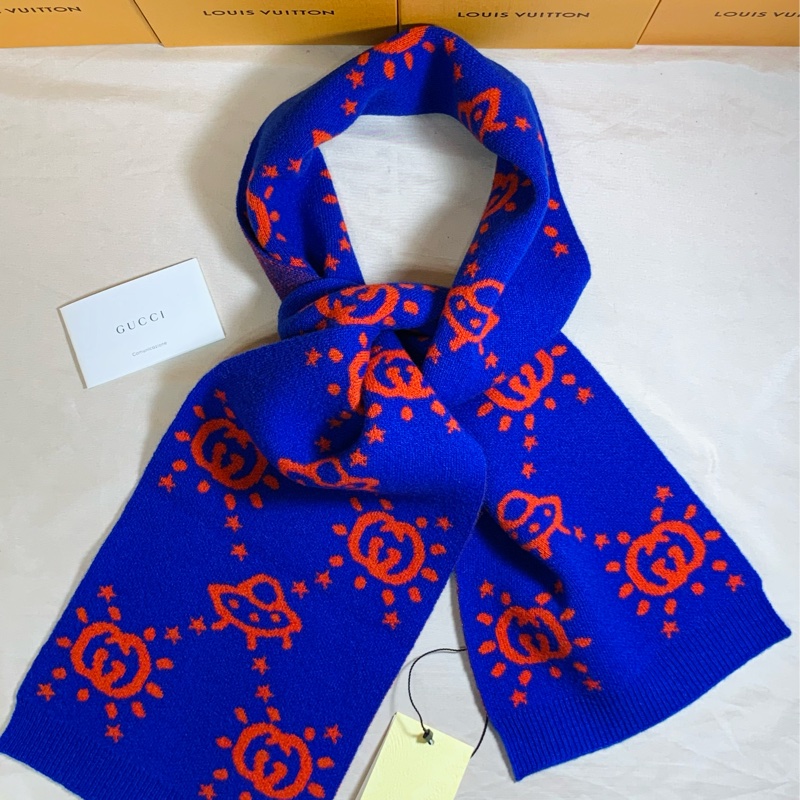 ✨全新未使用 Gucci 古馳 UFO撞色雙面圍巾-0