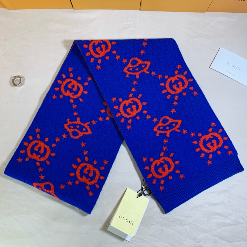 ✨全新未使用 Gucci 古馳 UFO撞色雙面圍巾-3