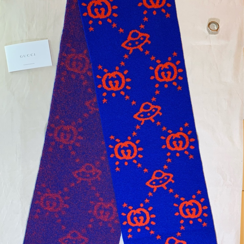 ✨全新未使用 Gucci 古馳 UFO撞色雙面圍巾-9