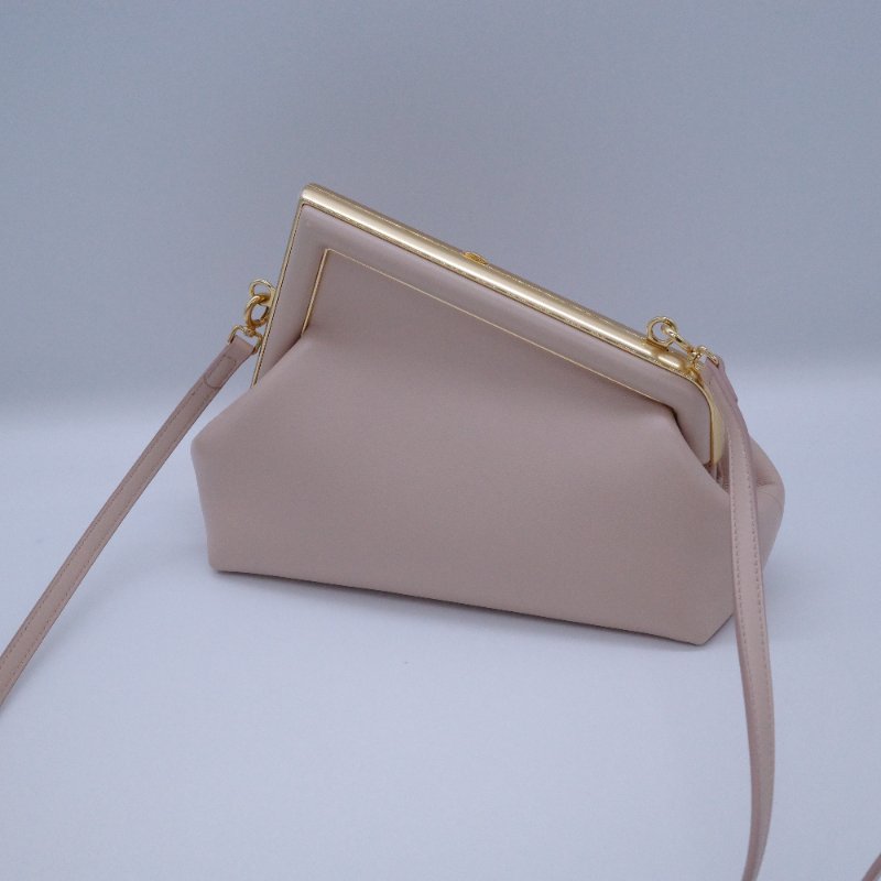 Fendi 芬迪  FIRST F Logo 羊皮革 淡粉色 裸粉色 開口包 手拿包 斜挎包-2