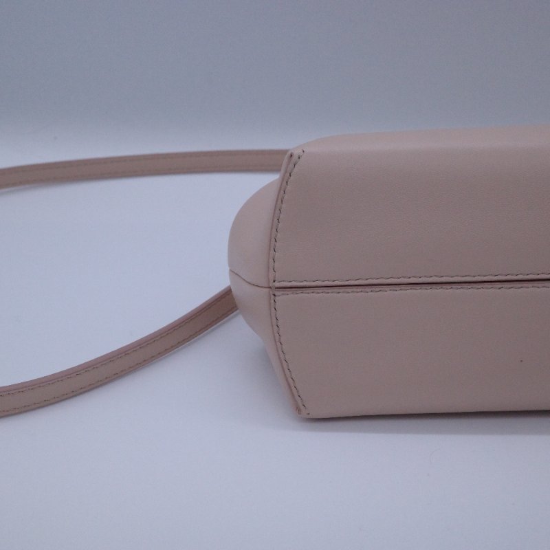 Fendi 芬迪  FIRST F Logo 羊皮革 淡粉色 裸粉色 開口包 手拿包 斜挎包-4