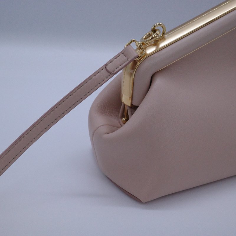 Fendi 芬迪  FIRST F Logo 羊皮革 淡粉色 裸粉色 開口包 手拿包 斜挎包-6