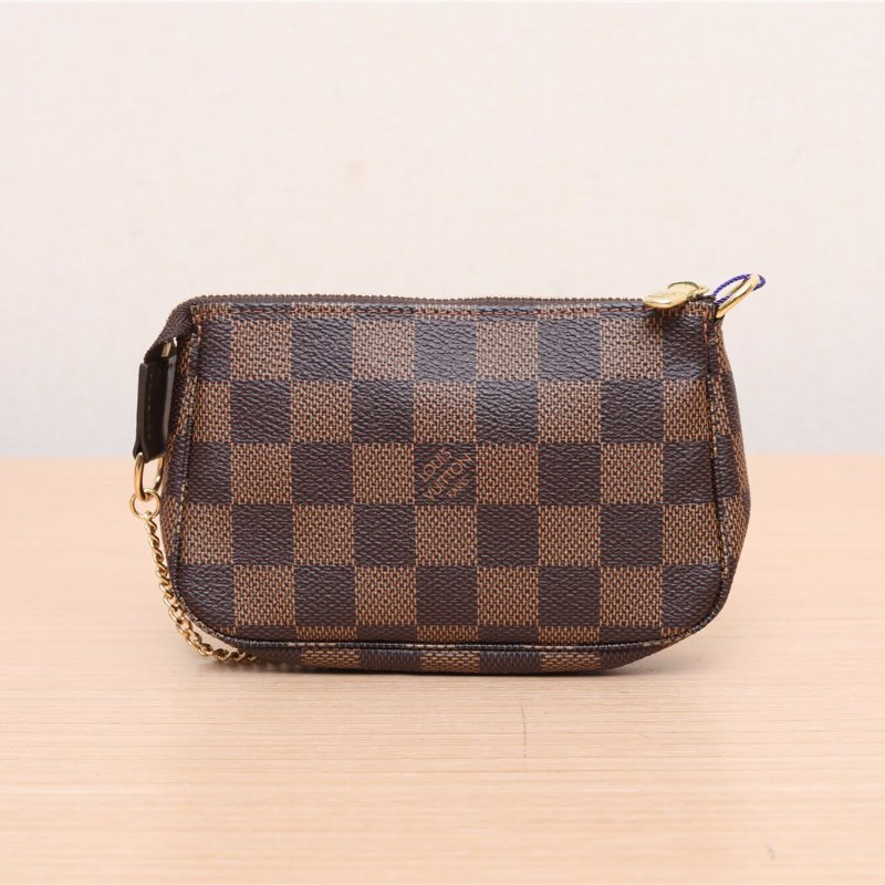 中古 mini麻将包 棕色棋盘格-1