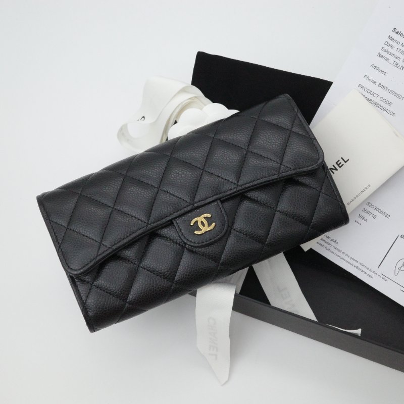 【超級難買的長錢包♥️配件超級齊】Chanel 香奈兒 經典系列 黑色牛皮 金扣 口蓋 長錢包 長錢夾|專櫃 52,400-1