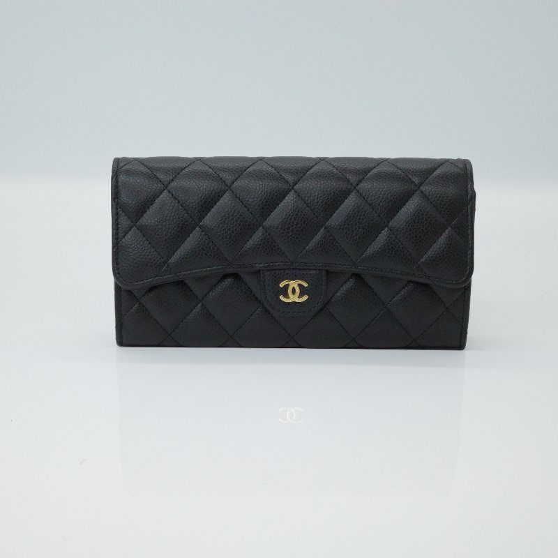 【超級難買的長錢包♥️配件超級齊】Chanel 香奈兒 經典系列 黑色牛皮 金扣 口蓋 長錢包 長錢夾|專櫃 52,400-3
