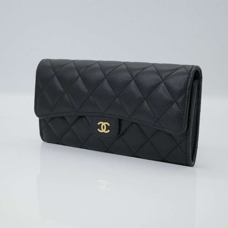 【超級難買的長錢包♥️配件超級齊】Chanel 香奈兒 經典系列 黑色牛皮 金扣 口蓋 長錢包 長錢夾|專櫃 52,400-4