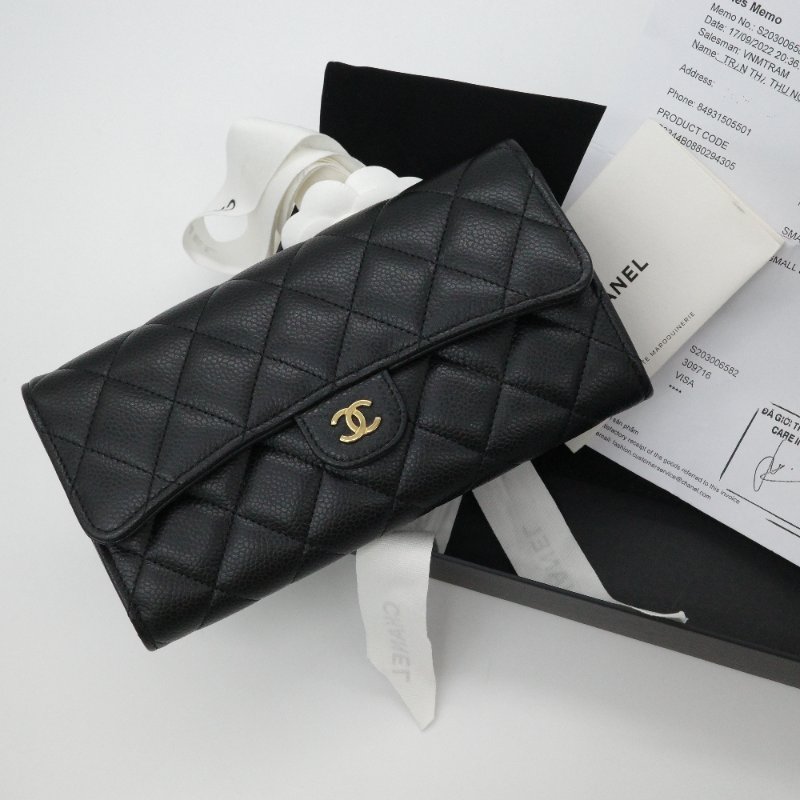 【超級難買的長錢包♥️配件超級齊】Chanel 香奈兒 經典系列 黑色牛皮 金扣 口蓋 長錢包 長錢夾|專櫃 52,400-6