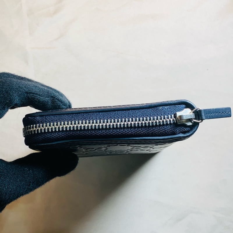 ✨經典實用 Gucci 古馳 深藍老花16卡拉鏈長夾-8