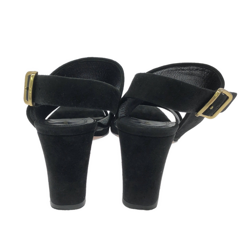 CELINE 黑色麂皮帶涼鞋，二手女款-1