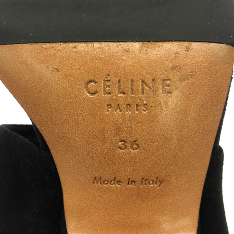 CELINE 黑色麂皮帶涼鞋，二手女款-4