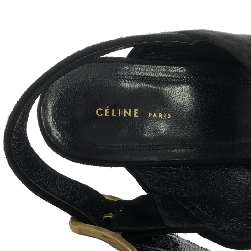 CELINE 黑色麂皮帶涼鞋，二手女款-5