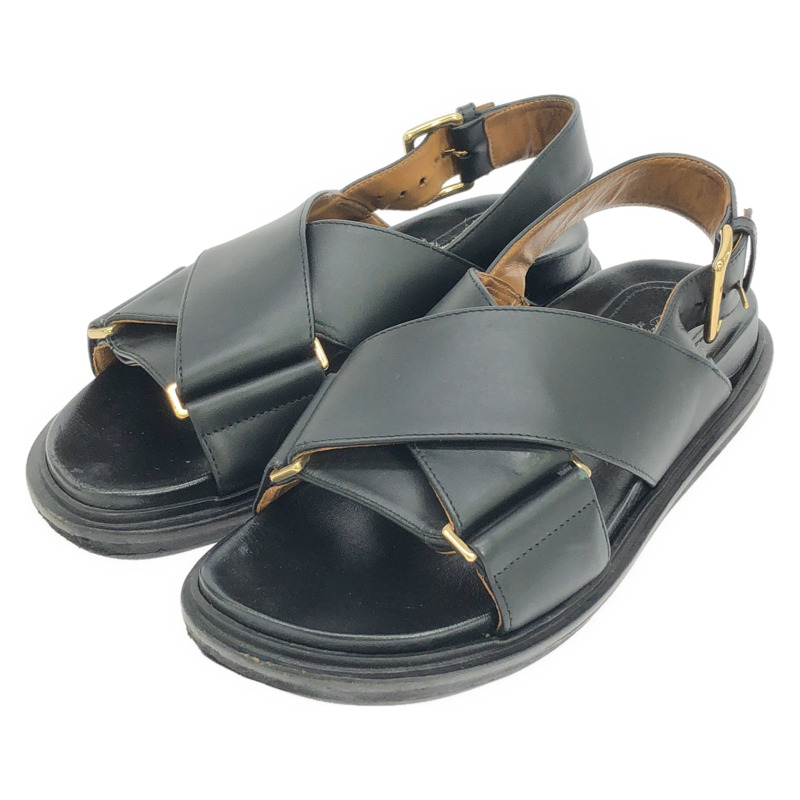 MARNI 黑色真皮涼鞋 FBMS005201 女士黑色真皮涼鞋 二手-0