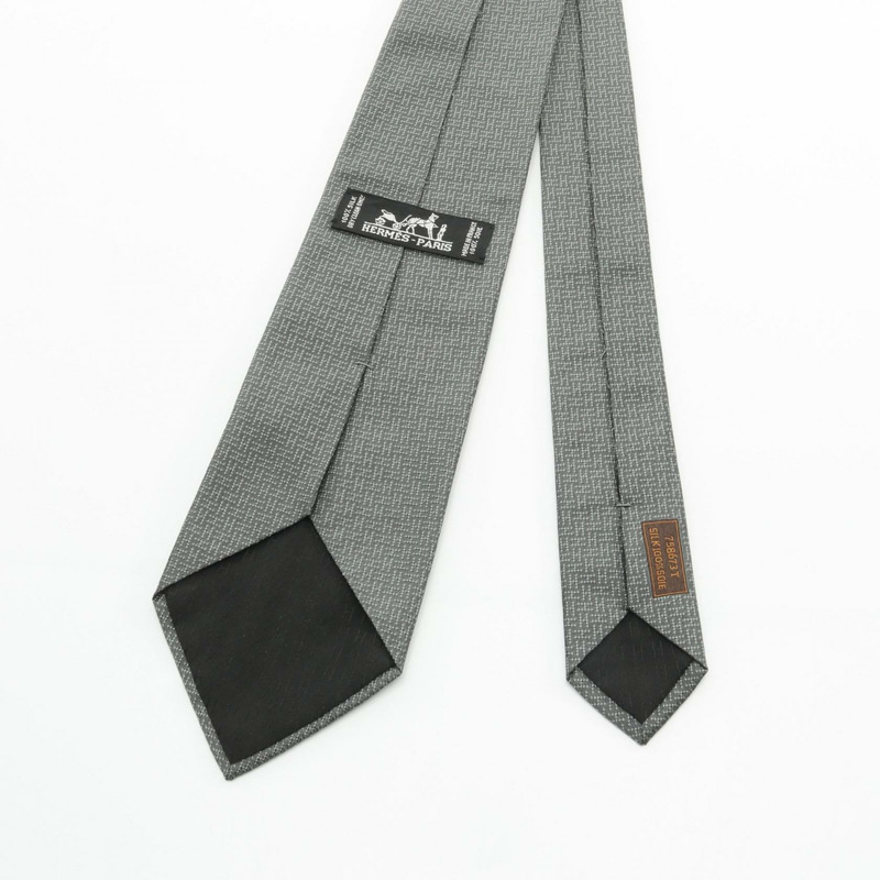 愛馬仕 H 字形領帶,綠色真絲,男士二手。-2