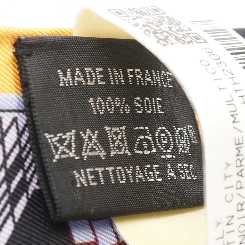 愛馬仕 Twilly PANTIN CITY 絲巾，黑色多色真絲，二手女款-2