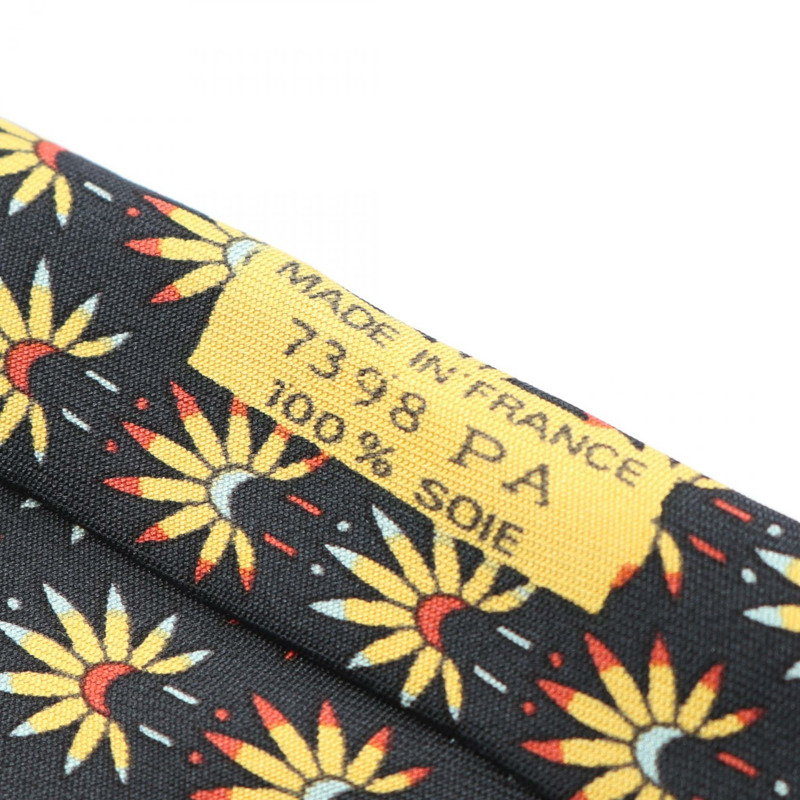 愛馬仕男士真絲領帶，黑色、黃色、橙色多色，二手。-4